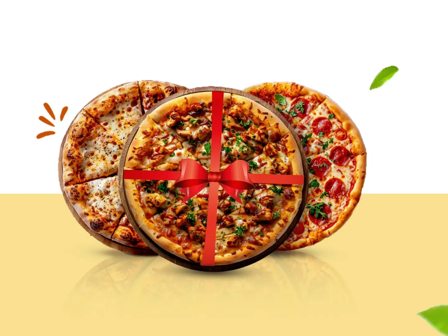 عرض ثلاث بيتزا من اختيارك