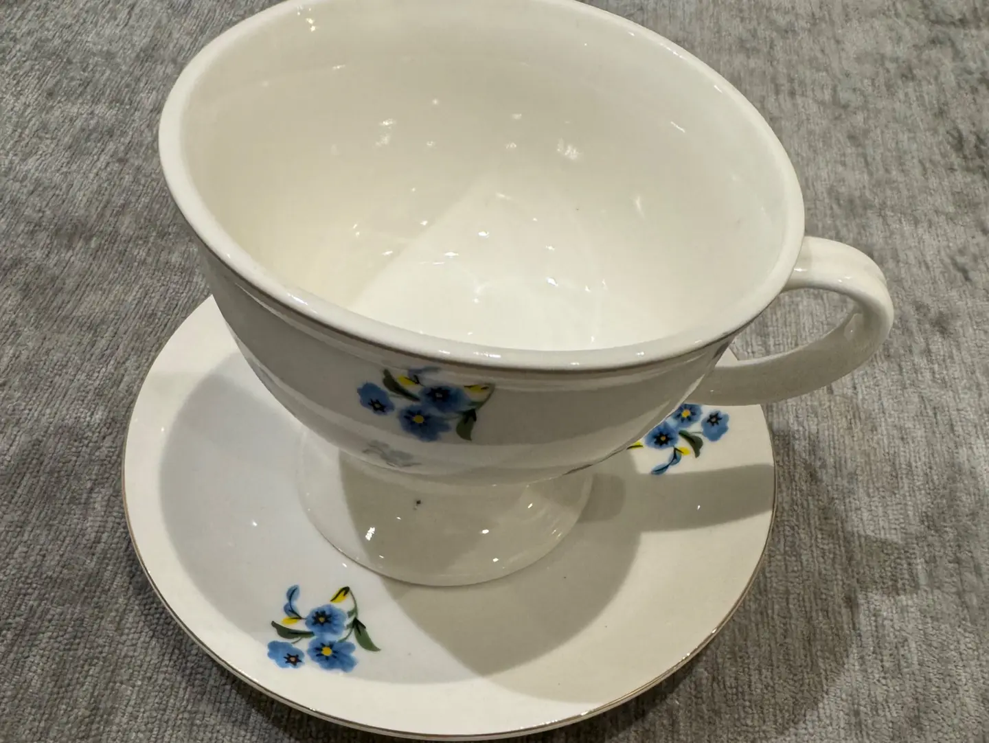 Ceramic Coffee Cup And Saucer Set With Blue Floral Motifs