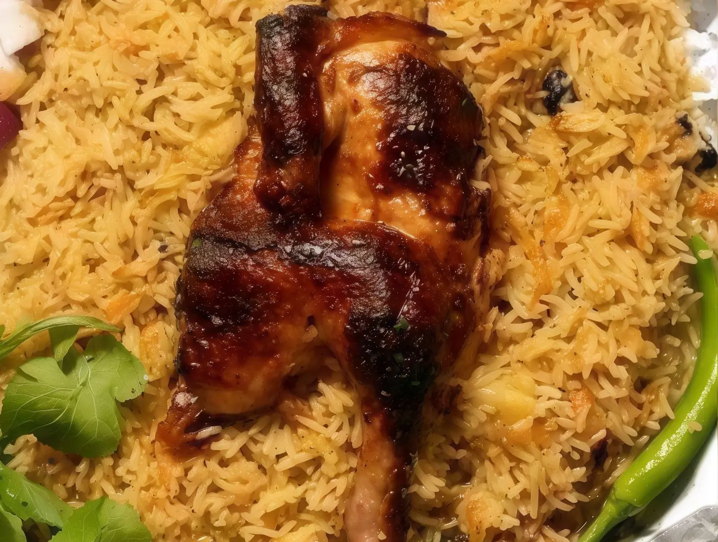 Half Grilled Chicken With Rice