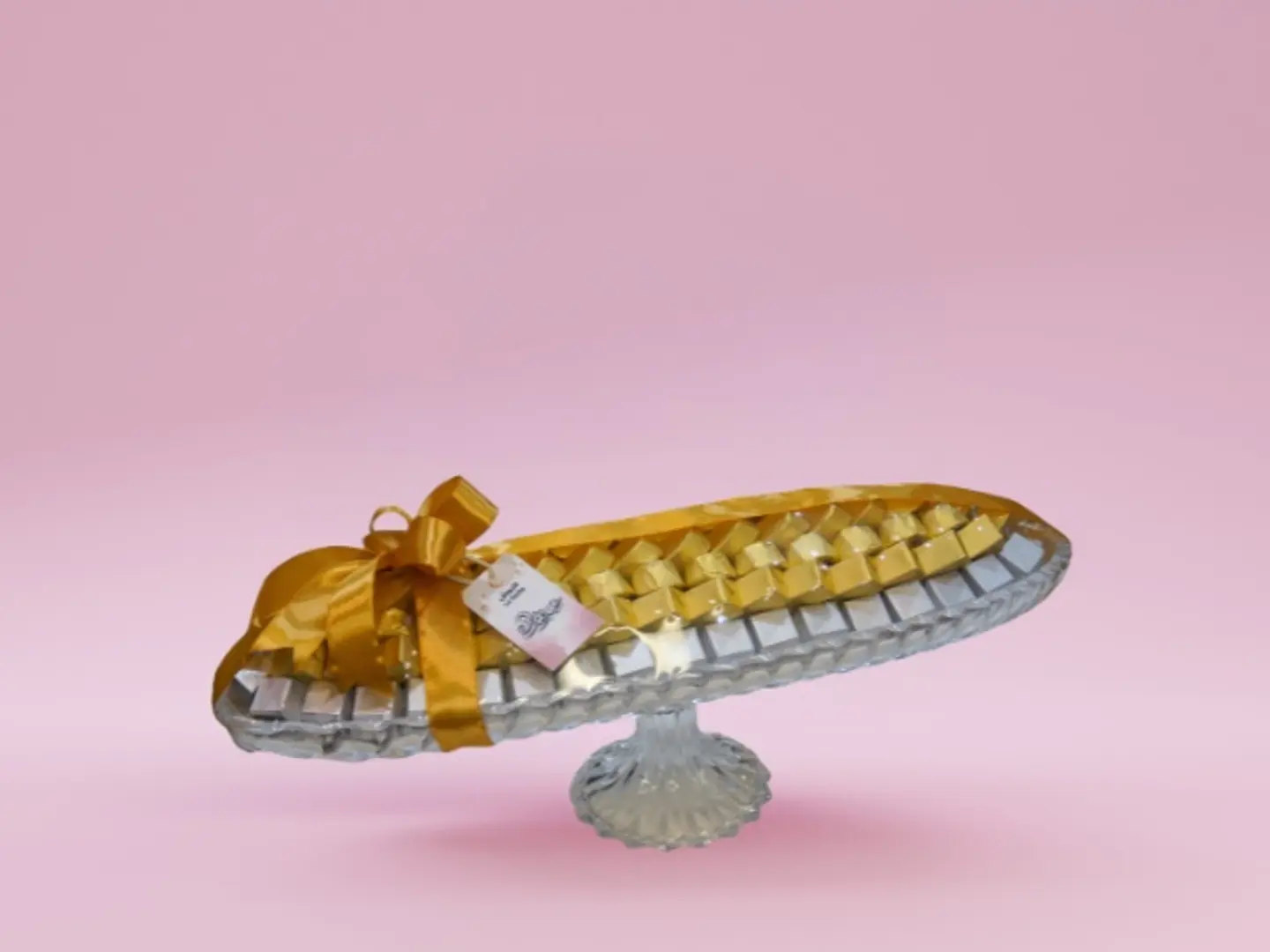 صينية شوكولاتة بيضاوية مغلفة بالزجاج