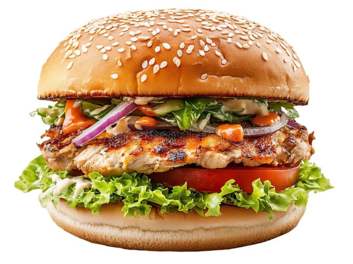 برجر دجاج مشوي-مع البطاطس المقلية