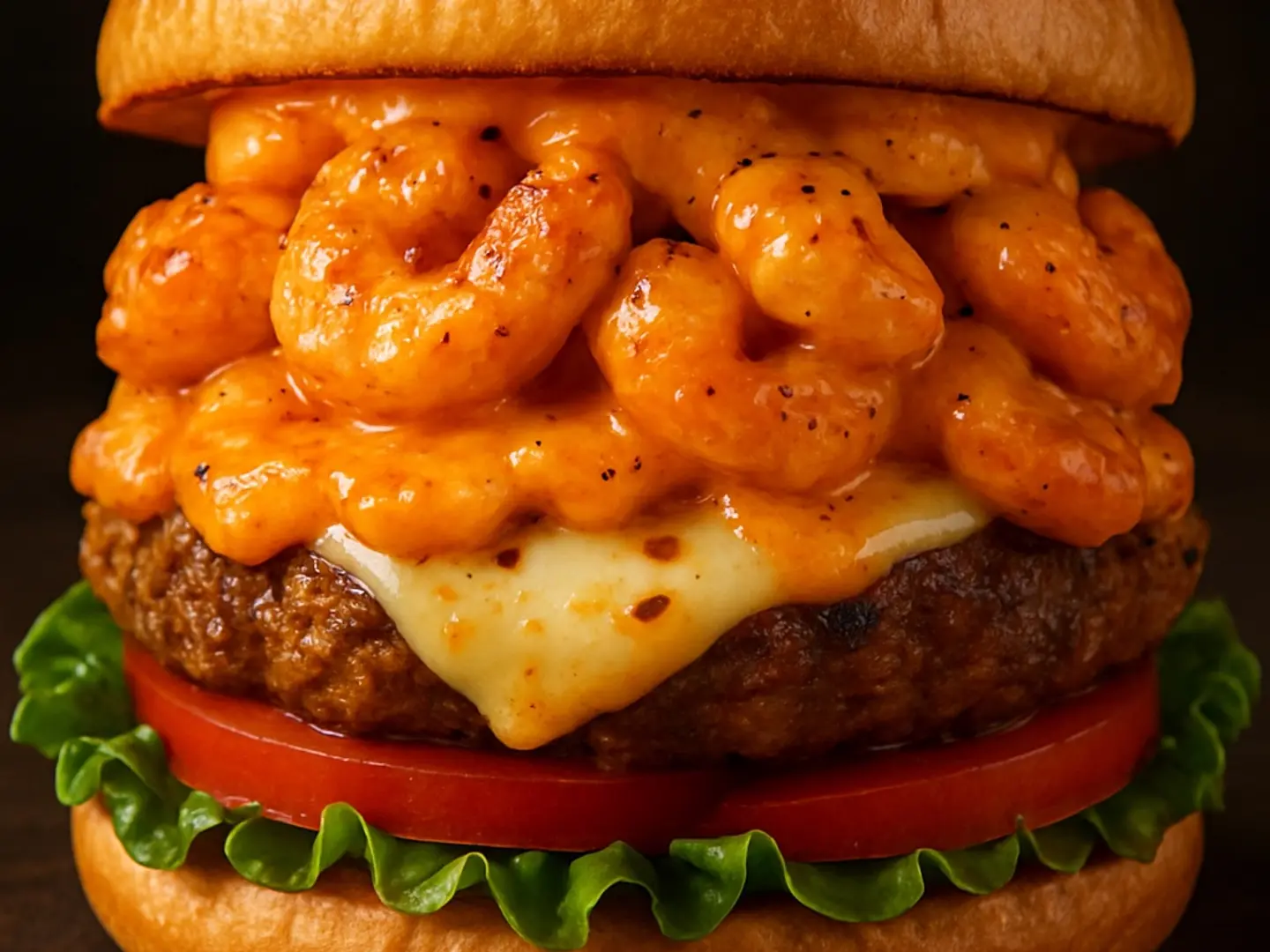 برجر روبيان دايناميت-مع البطاطس المقلية