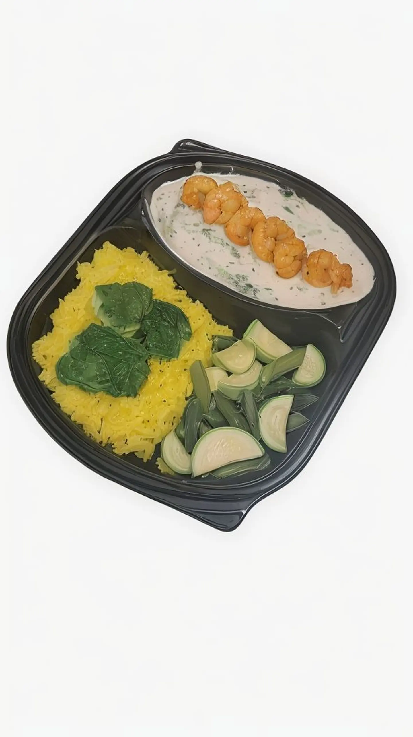 جمبري بالسبانخ والكريمة مع الخضار الكيتوني