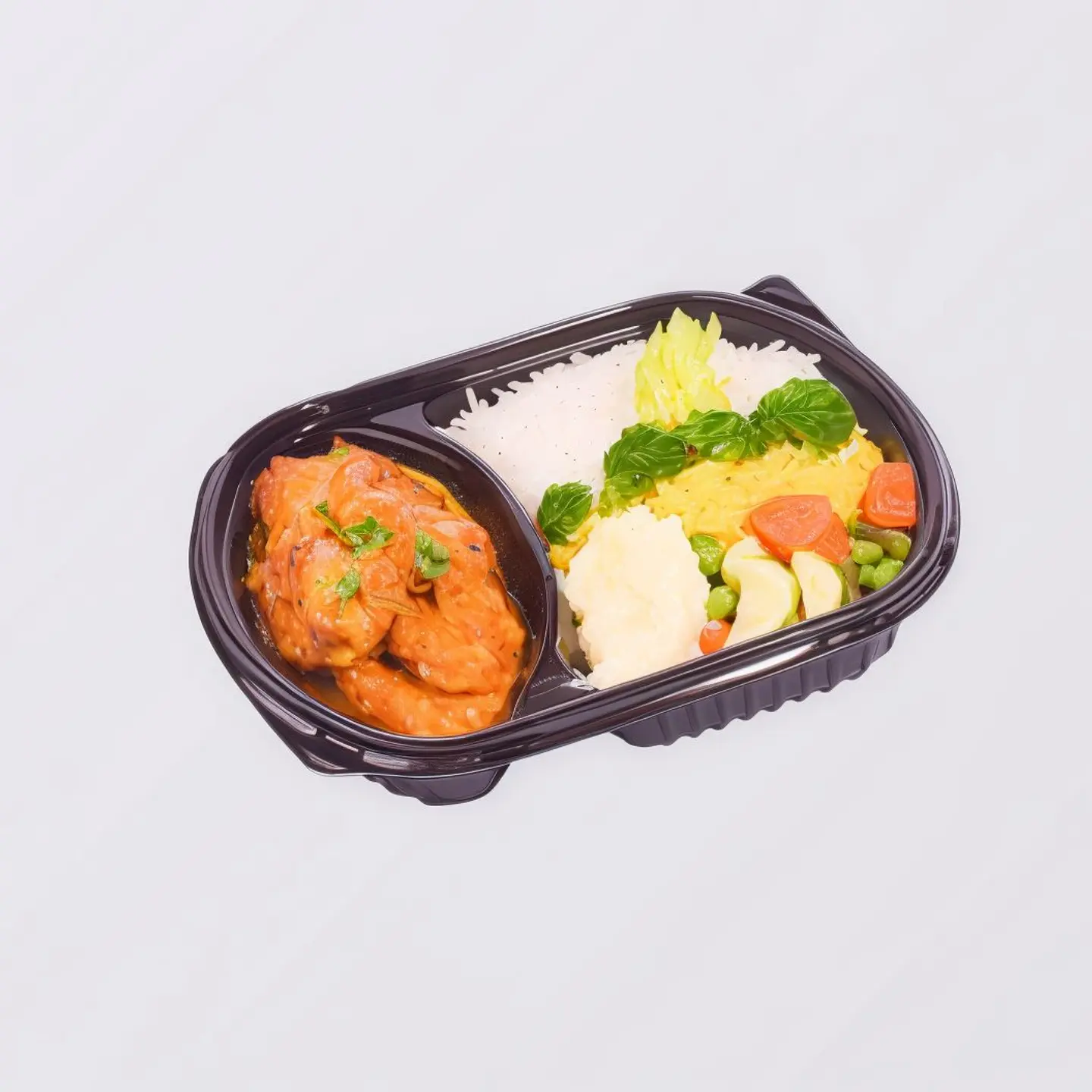 سمك بالطماطم والريحان مع ارز مشكل ومهروسة