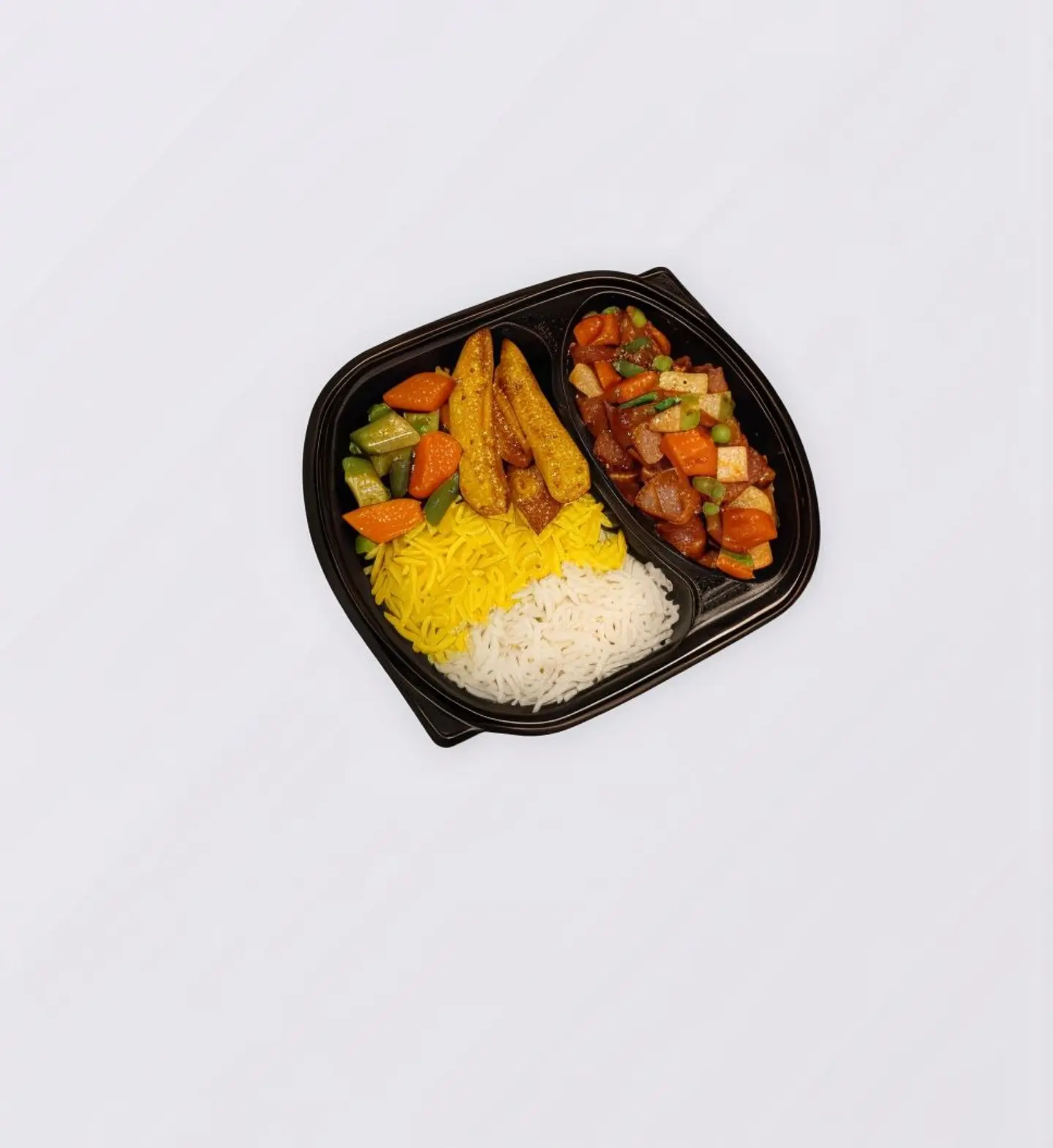 طاجن لحم بالخضار مع ارز وبطاطس ويدجز