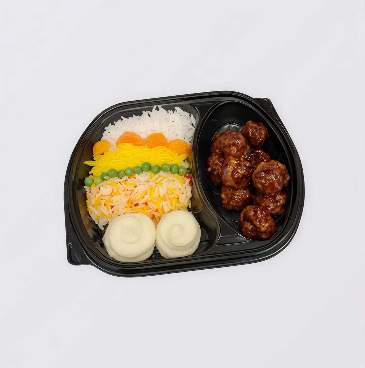 كرات لحم باربيكيو مع ارز مشكل وبطاطس ودجز