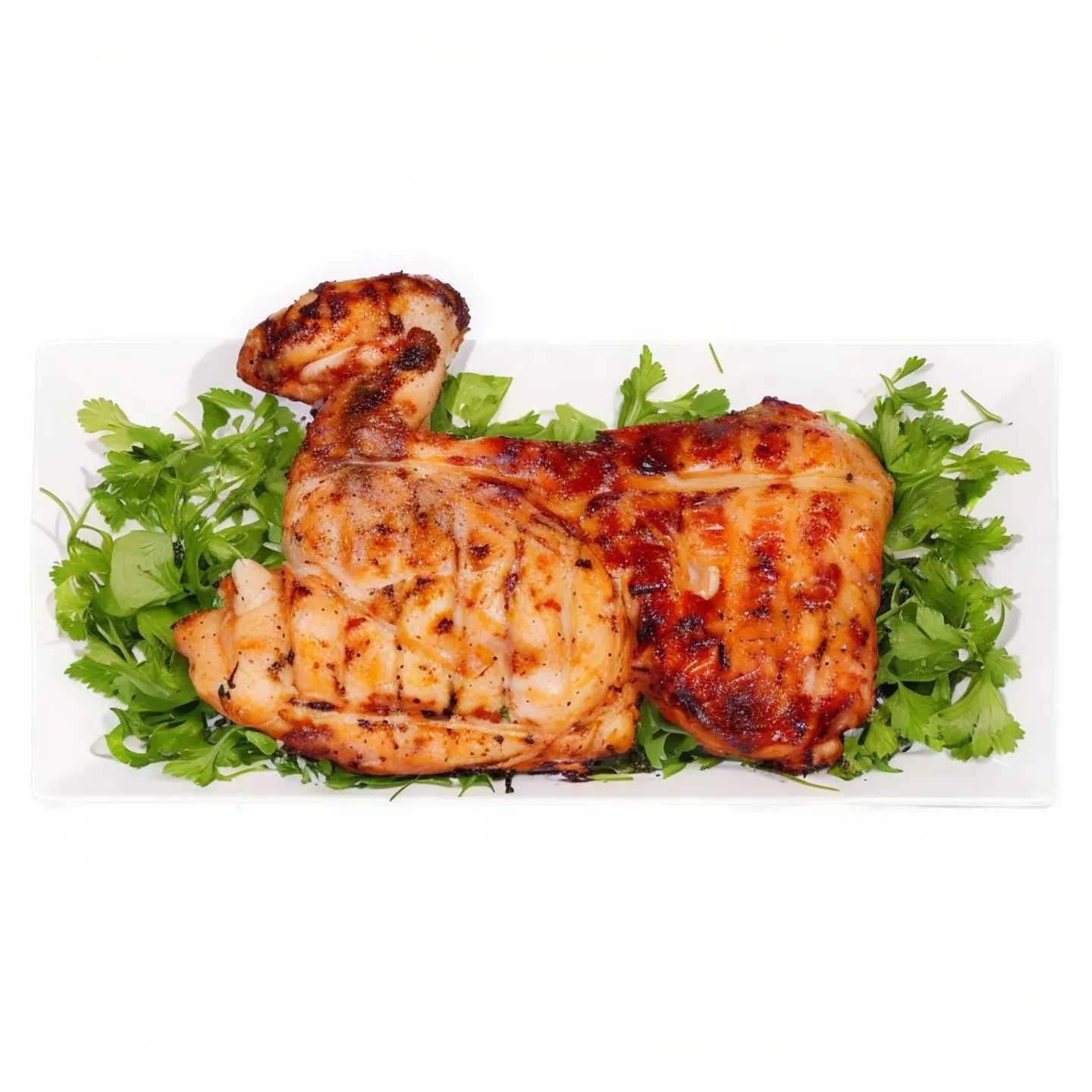 Half Chicken Grilled On Charcoal