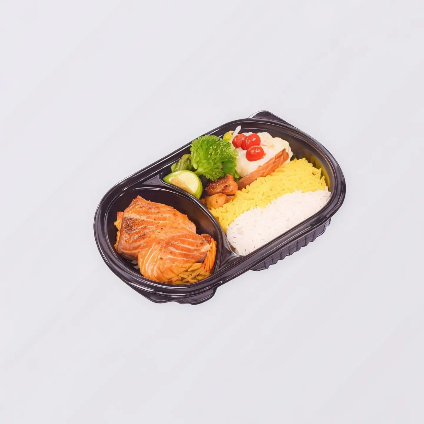 سلمون بدون صوص مع ارز وخضار