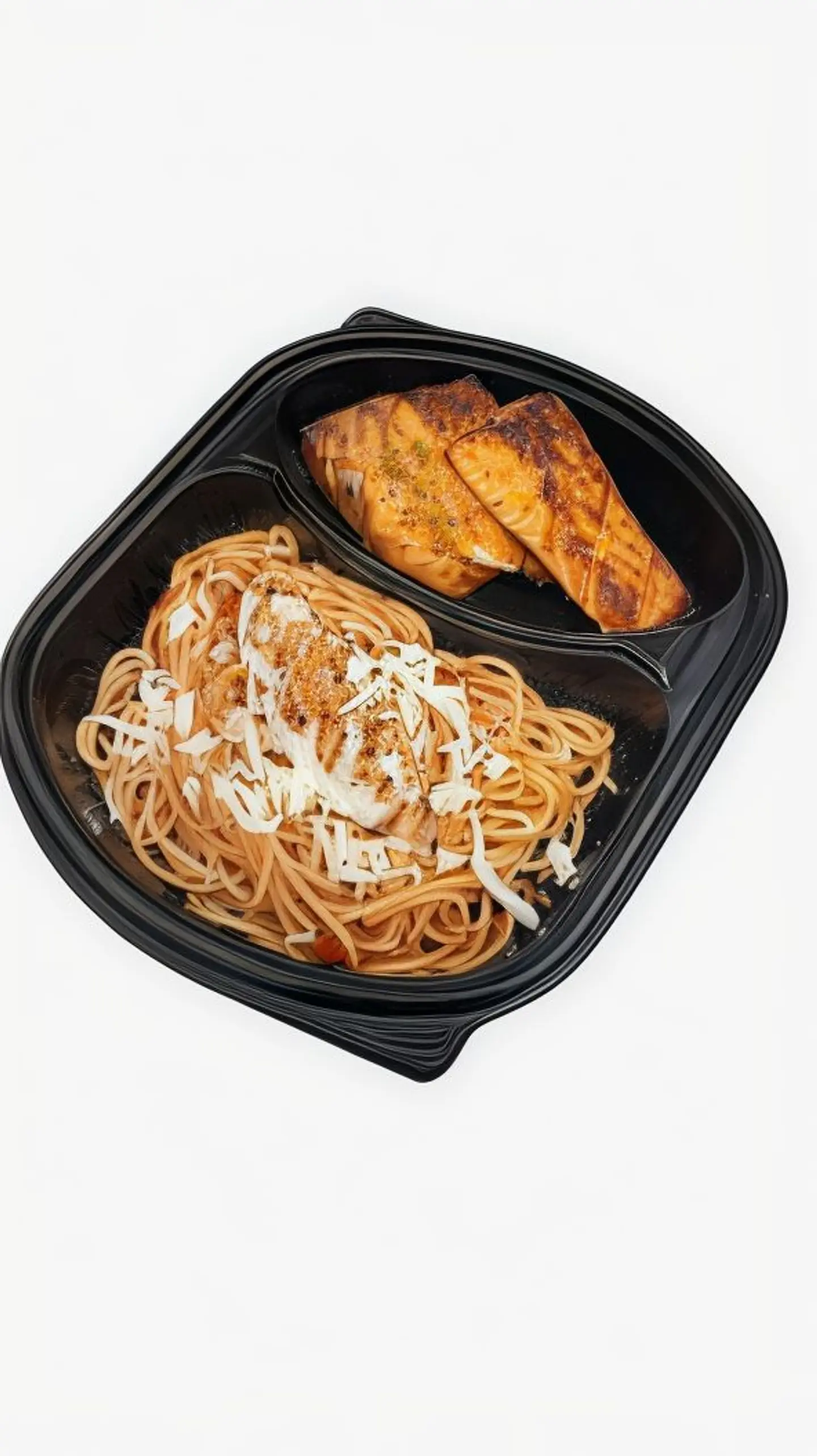 سلمون مشوي مع اسباجتي نابوليتان