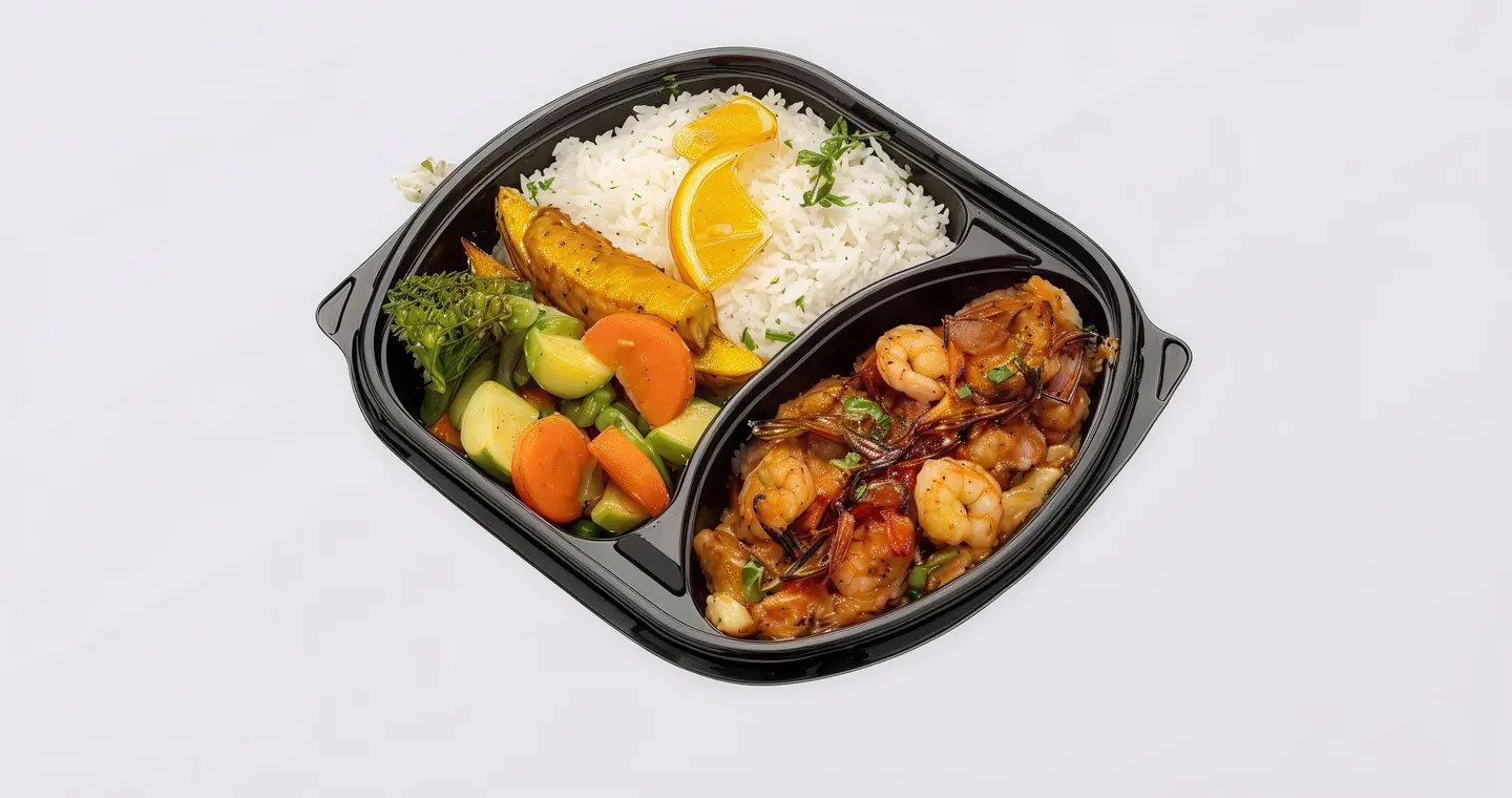 سمك بيسكاتورا بالجمبري مع ارز مشكل و بطاطس مهروسة