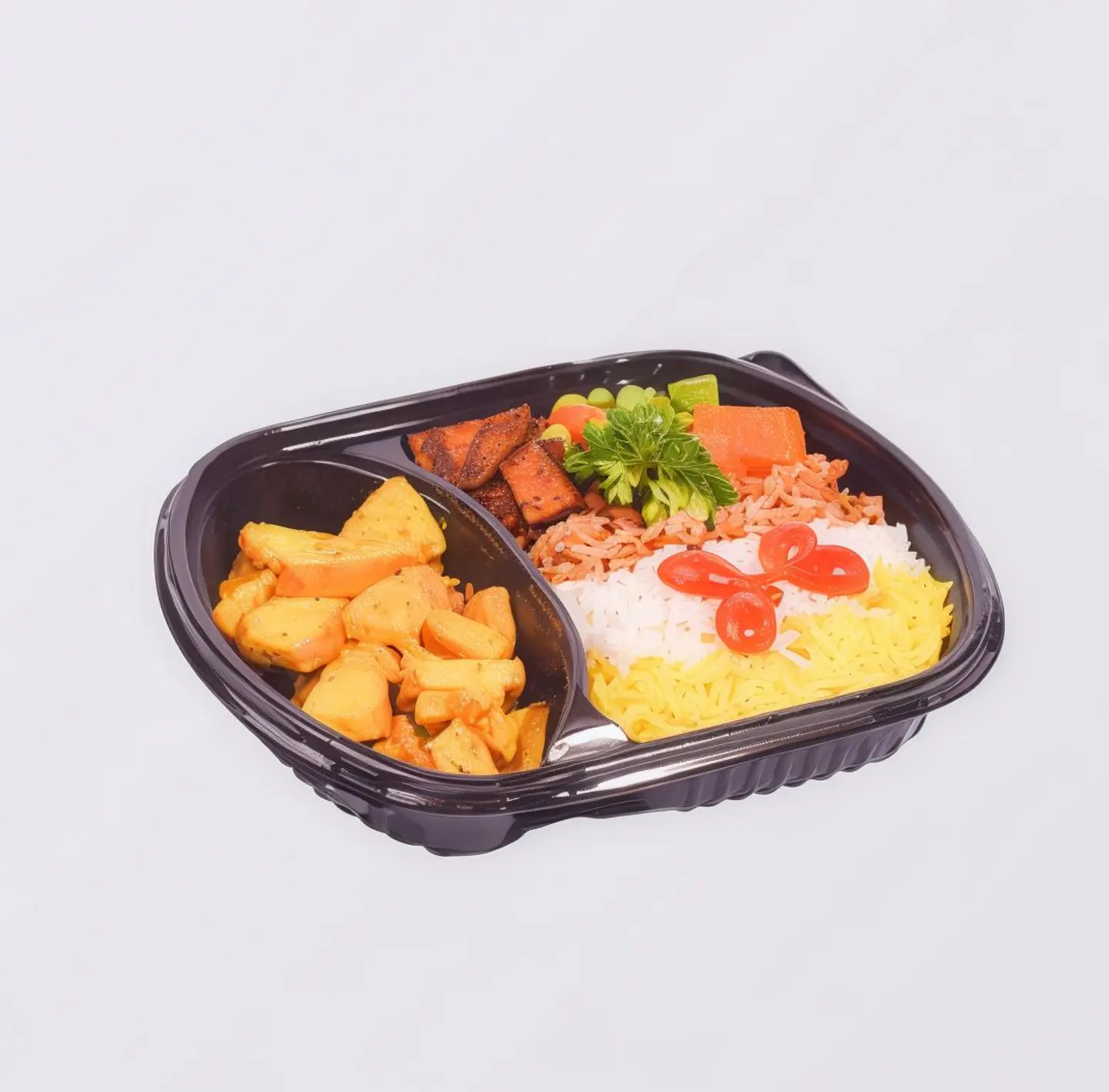 دجاج بالزعتر والريحان مع ارز مشكل والخضار