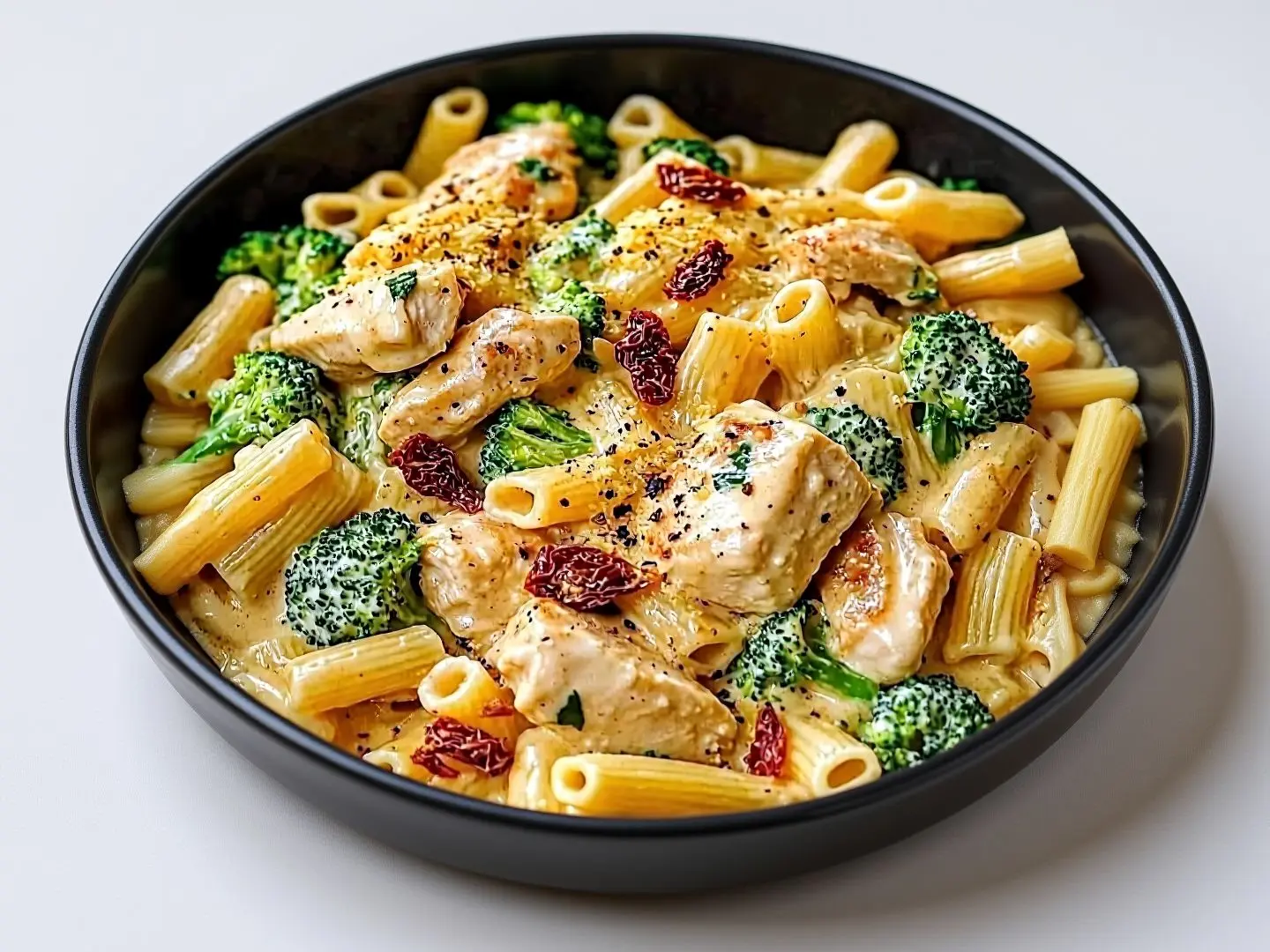 مكرونة بنا بالدجاج والبروكلي