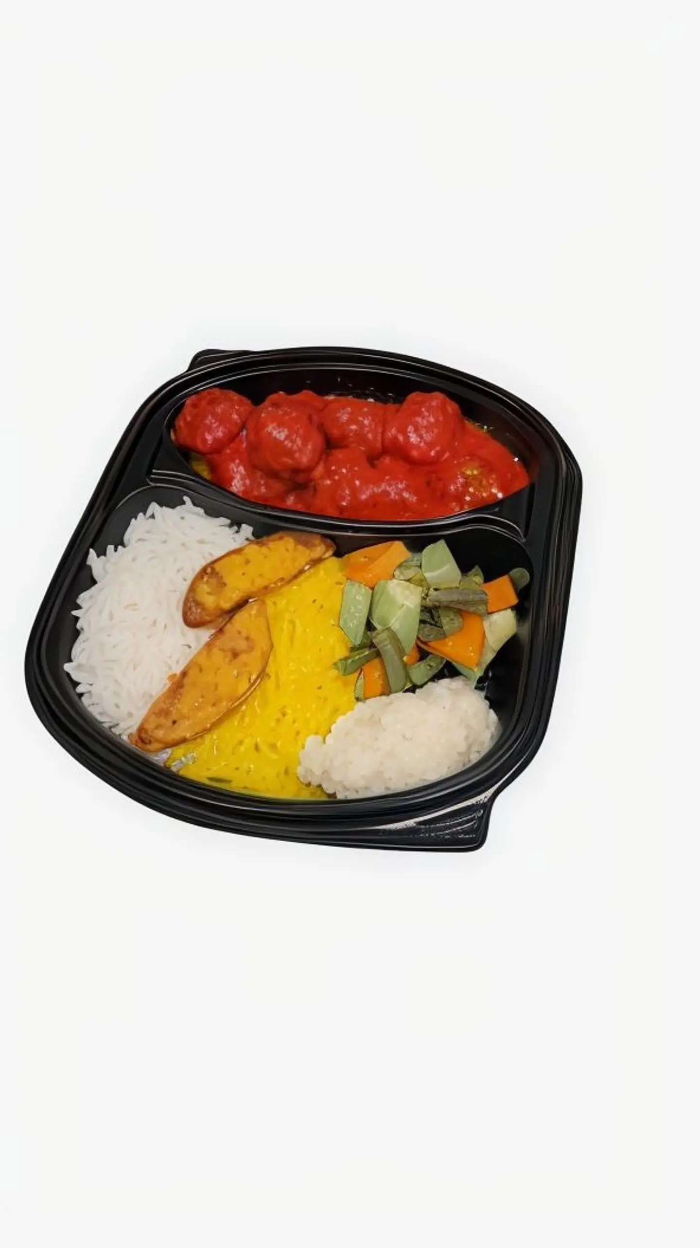 كرات لحم تايلاندي بالكريمة مع ارز مشكل ومهروسة