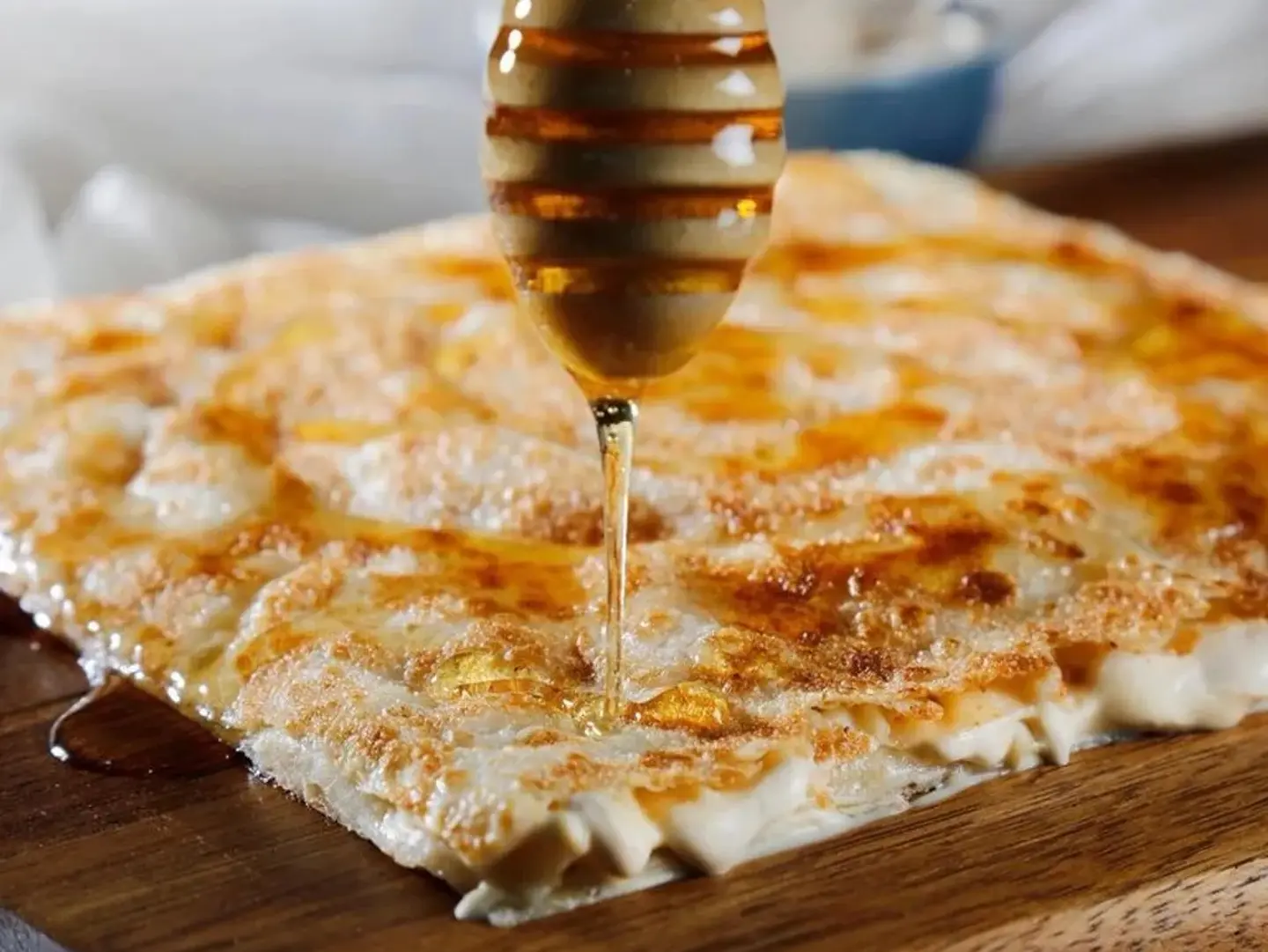 Sweet Mutabbaq With Cream And Honey