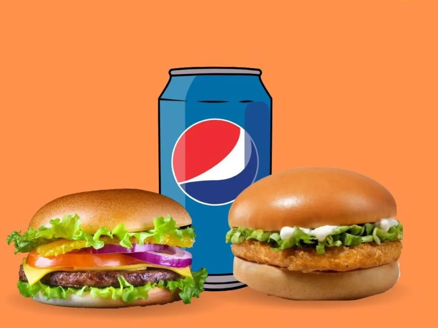 2 برقر دجاج او لحم وبيبسي