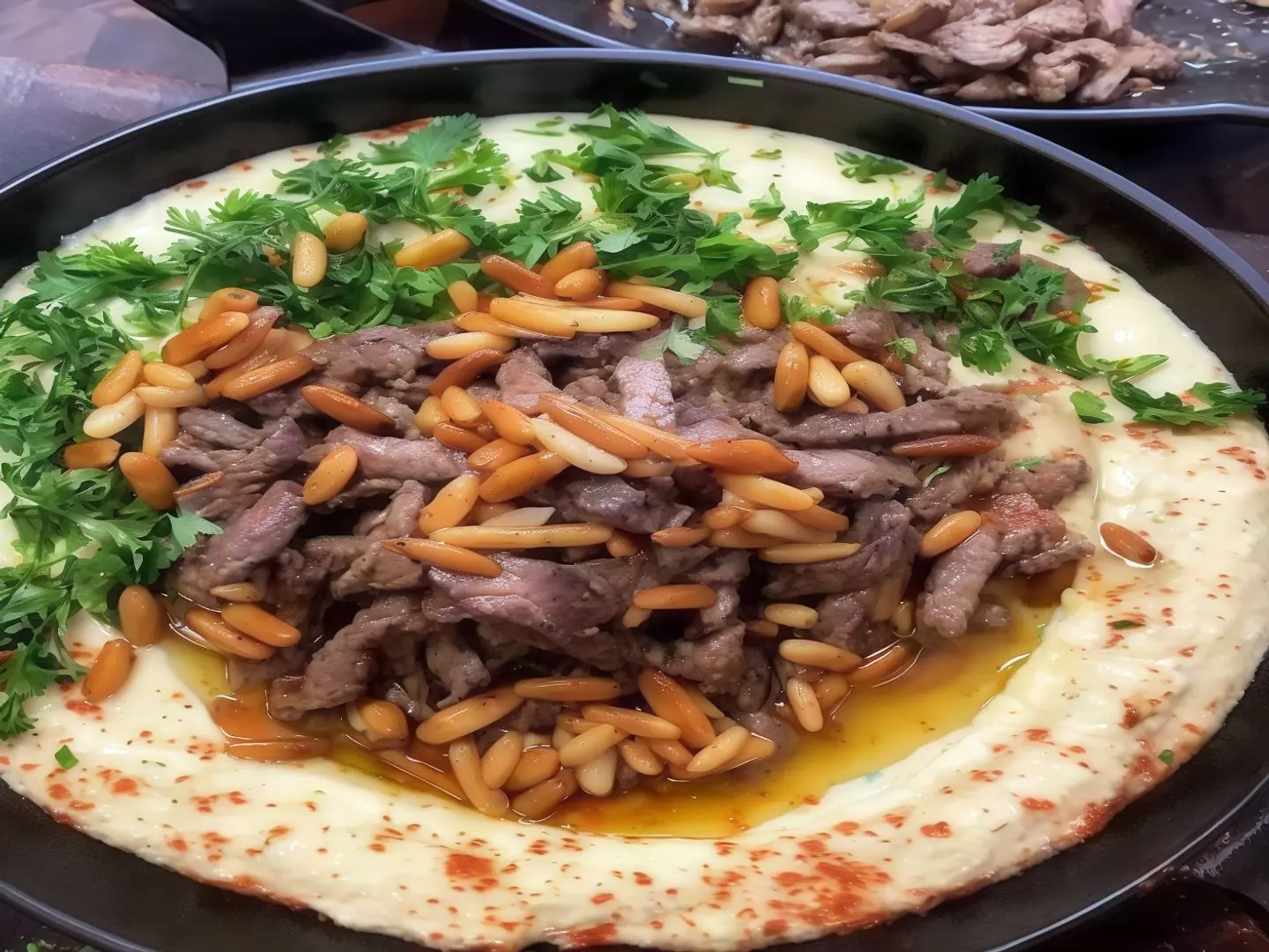 فتة حمص شاميه باللحم النعيمي