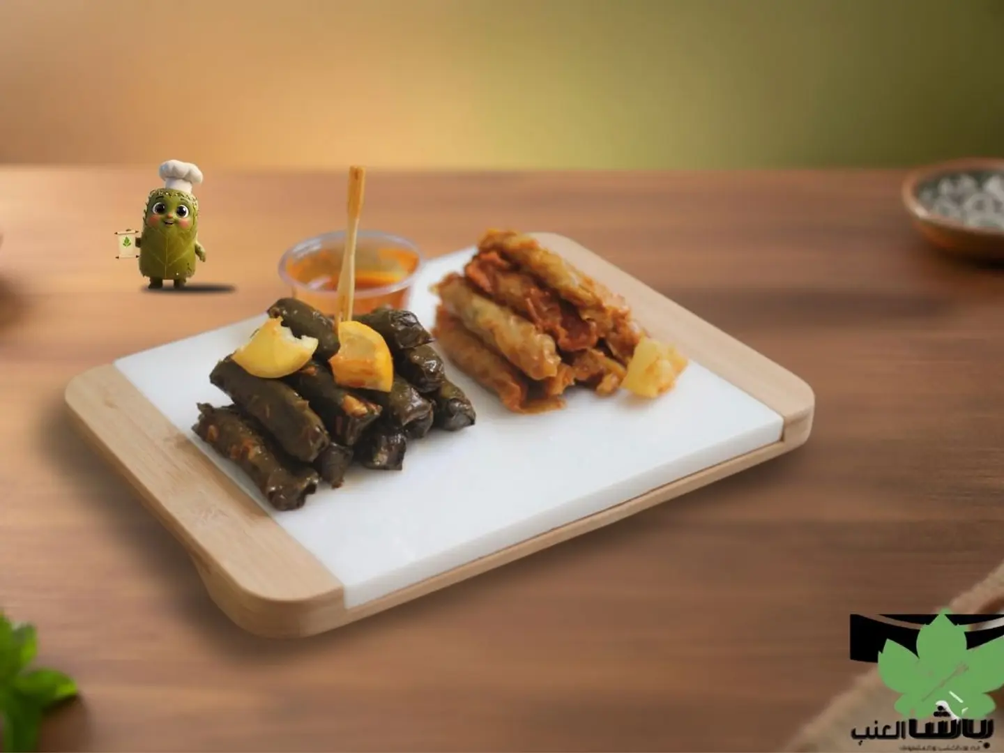 مشكل ورق عنب مع ملفوف حجم صغير