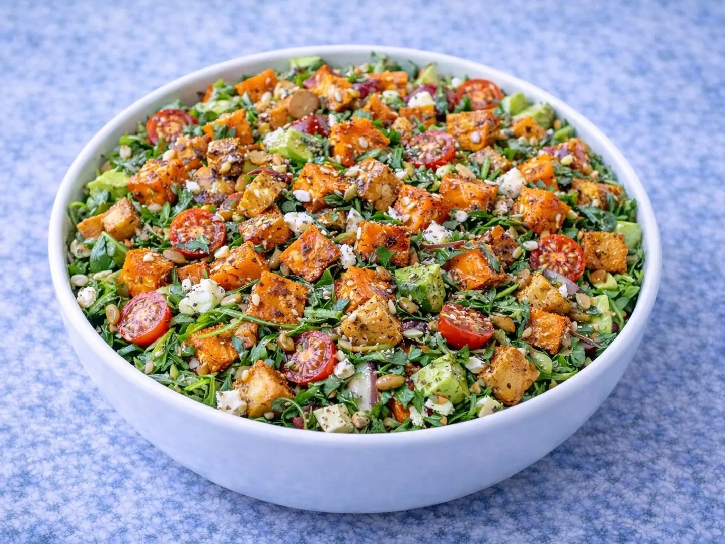 سلطه بطاطا حلوة مع بطاطا كرسبي ( لوز)