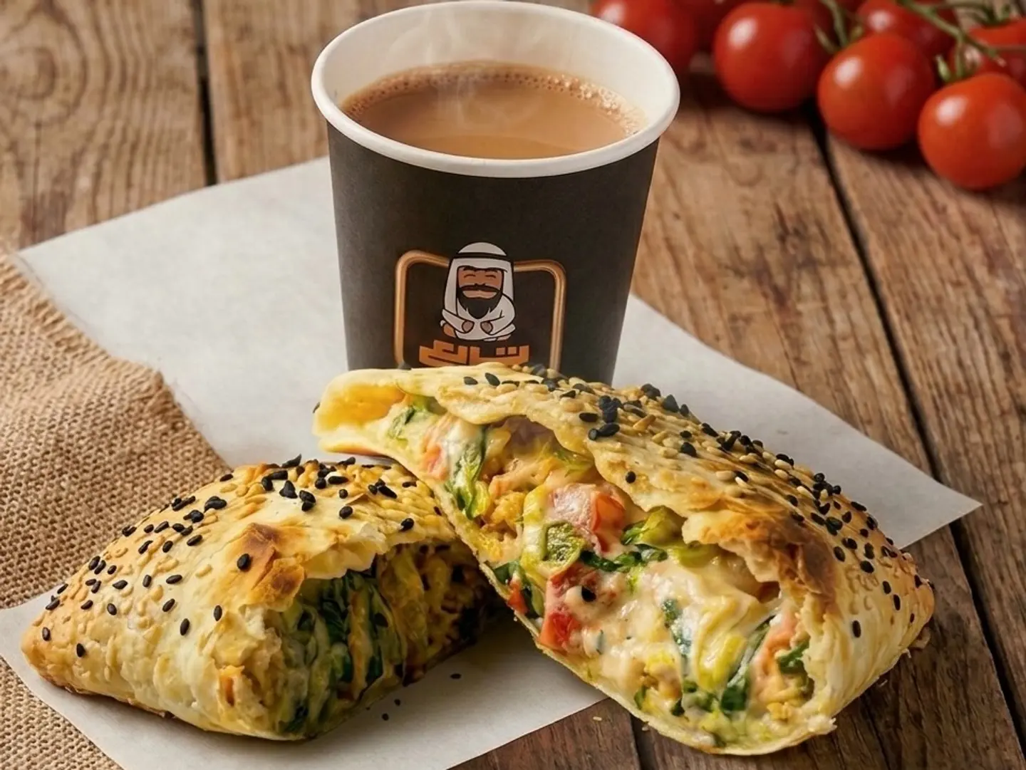 Falafel Traba'a Combo With Cheese And Karak Tea