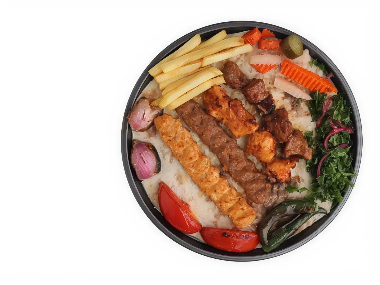 نفر مشوي 4سيخ مع مقبلات