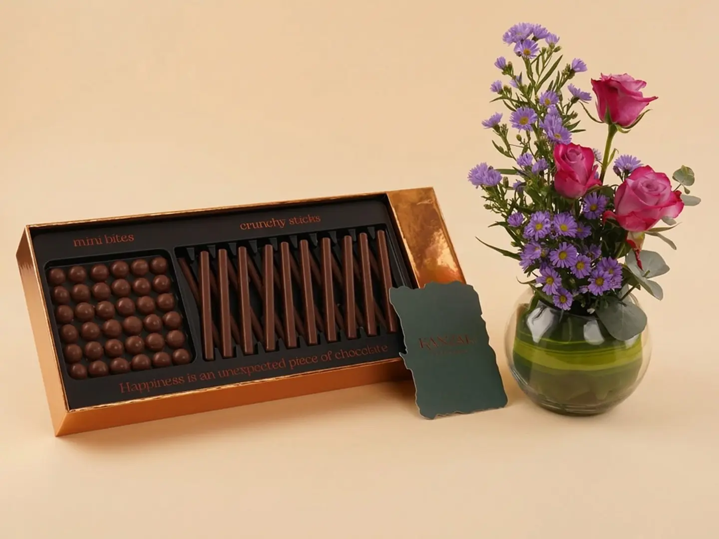 Kanzel Elegance Chocolates With A Delphinium Vase