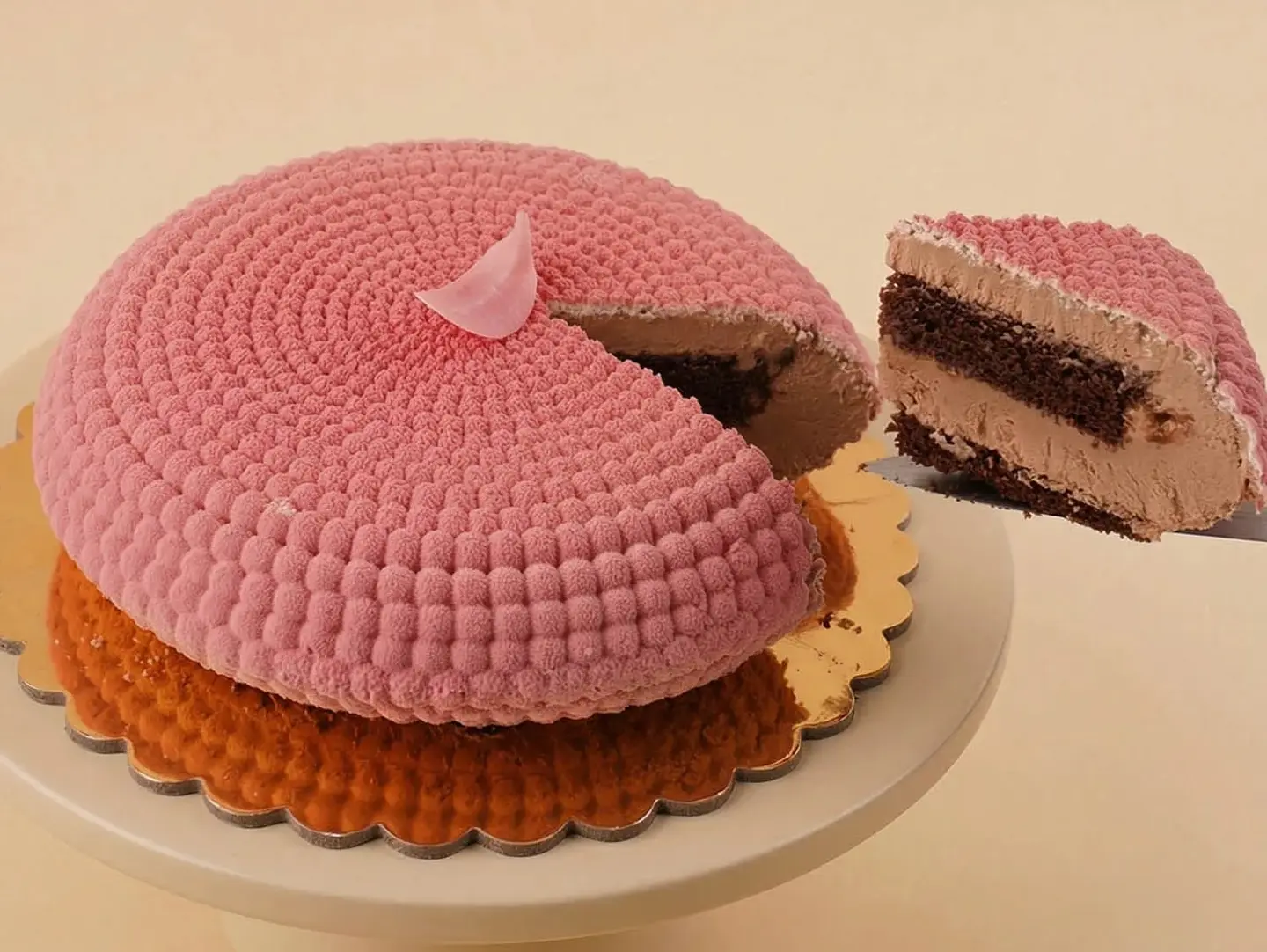 Pink Mousse Chocolate Cake With Distinctive Design