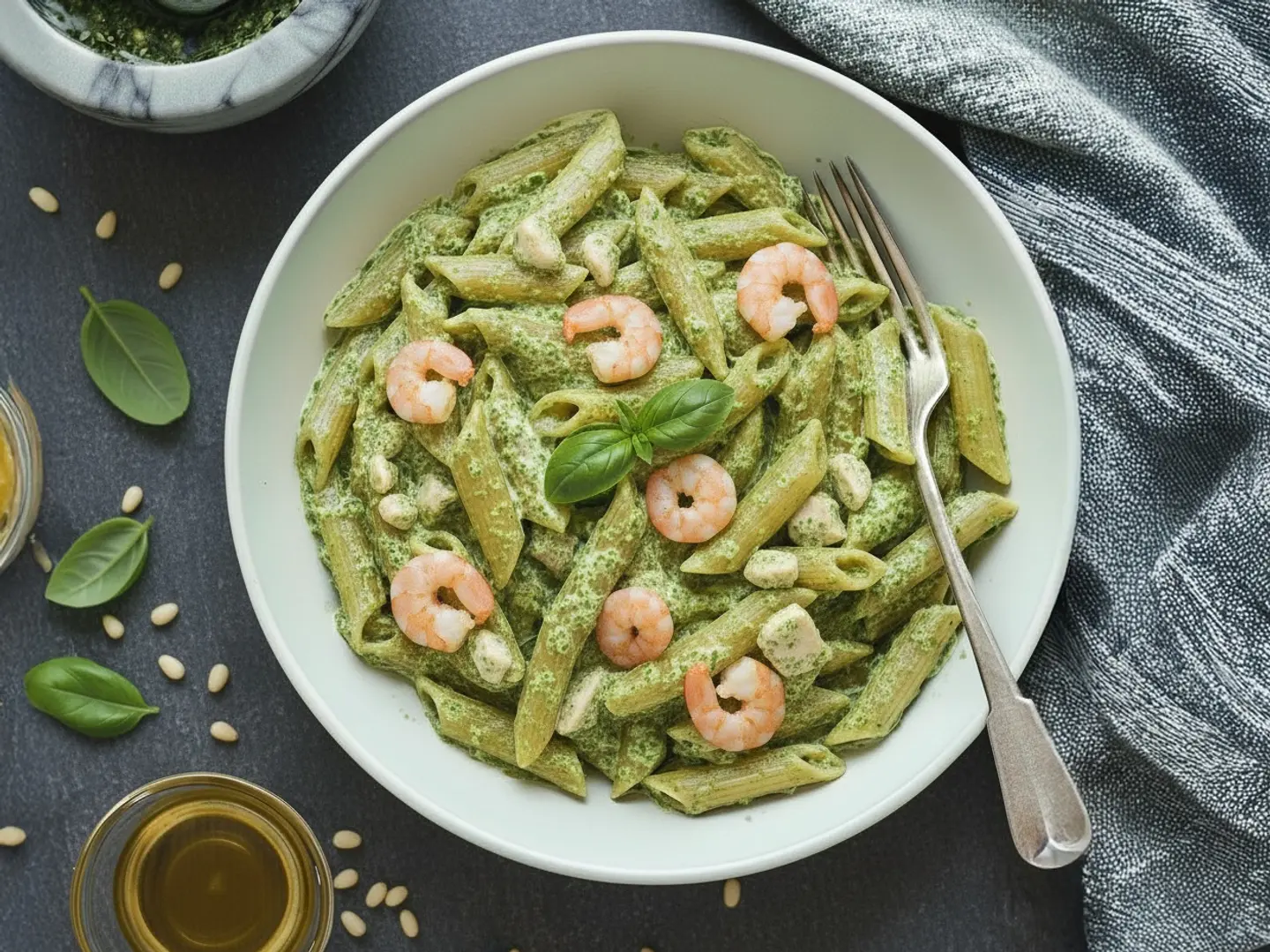 باستا بيستو ميكس (روبيان مع دجاج)