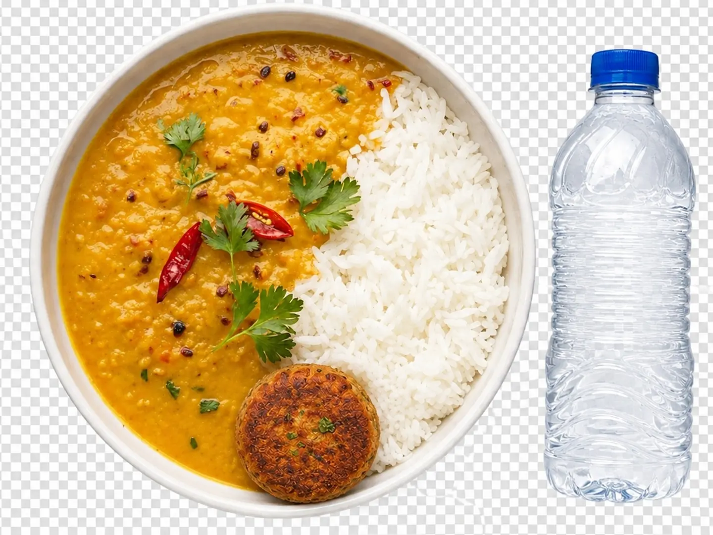 رز ابيض مع عدس و ماء