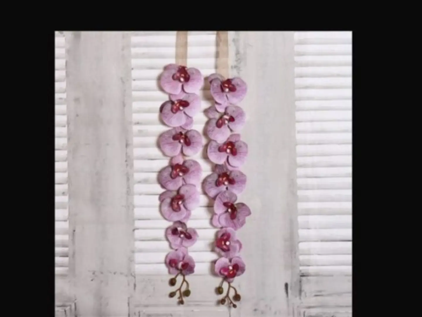 Artificial Lavender Colored Necklace On White Ribbon