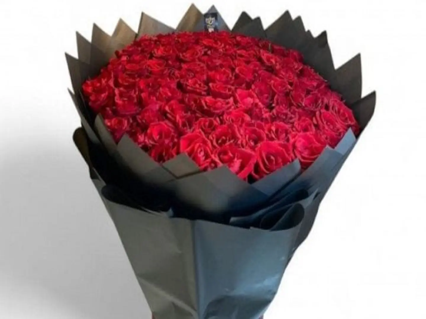 Large Red Rose Bouquet, Black Wrap