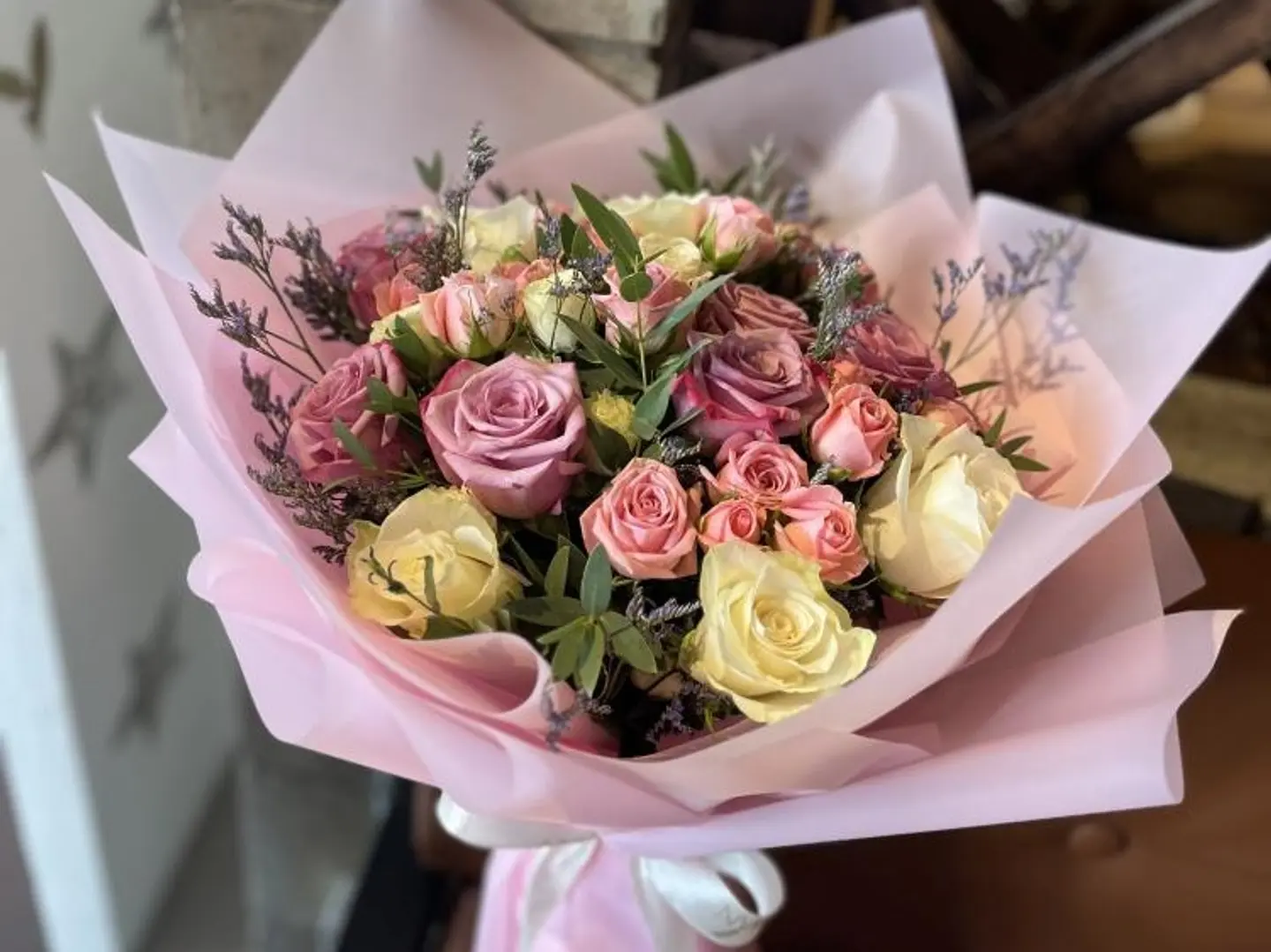 Mixed Bouquet With Distinctive Packaging