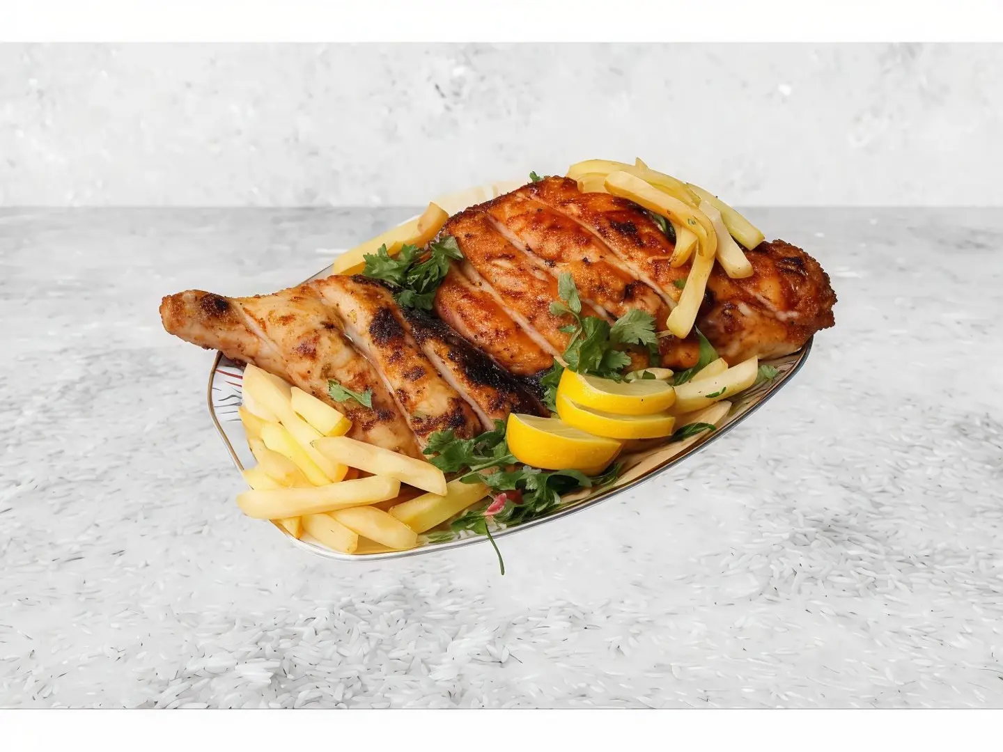 Spiced Fried Chicken With Rice - Quarter Of A Chicken