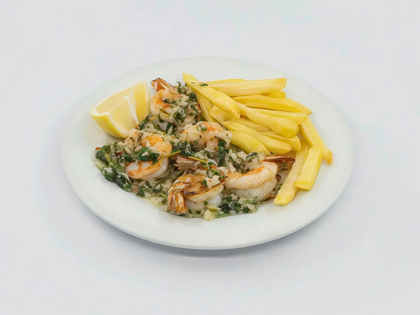 جمبري مقلي مع كزبره وثوم