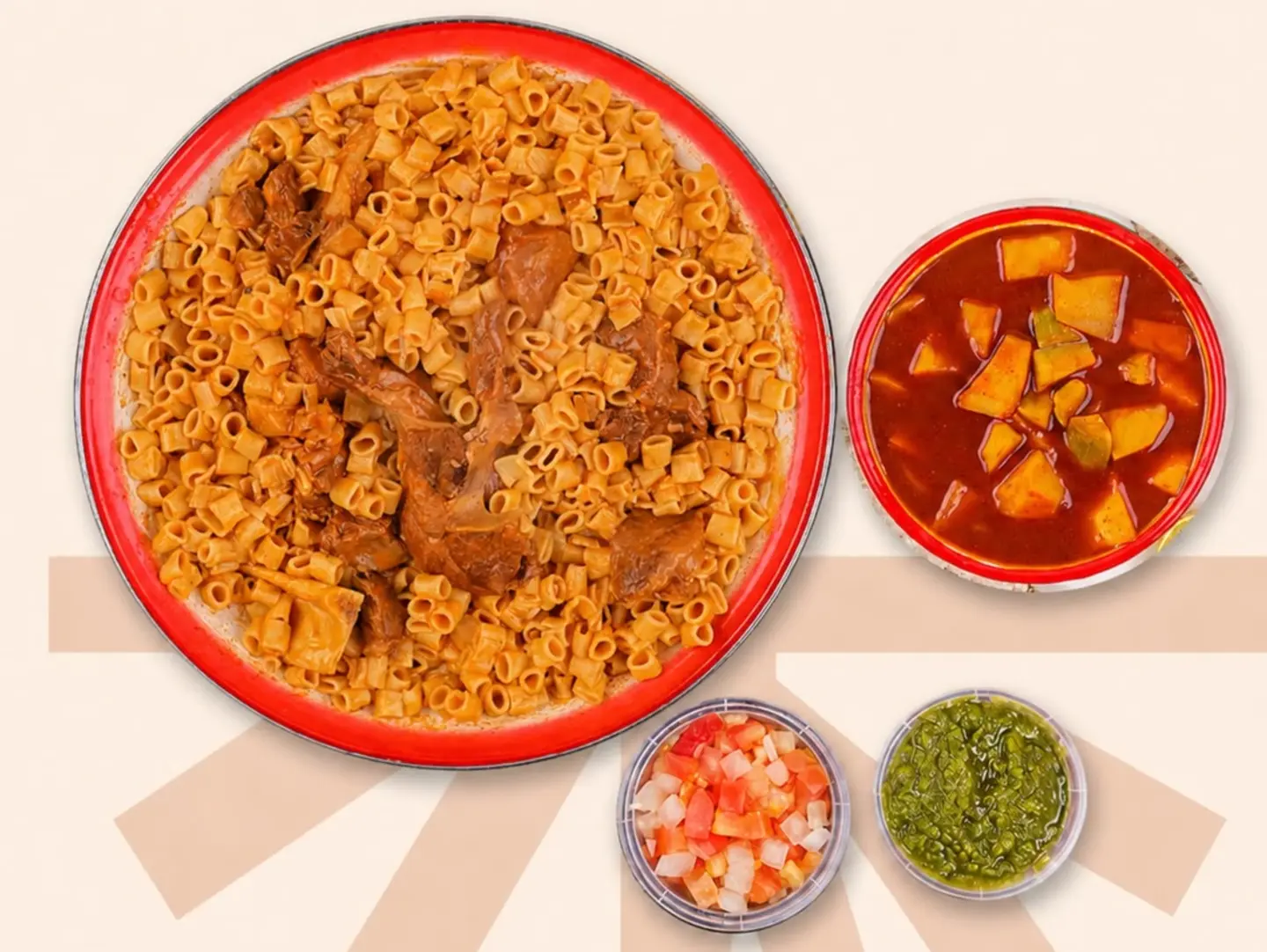 Hallf A Kilo Of Abu Damah Lamb With Macaroni.