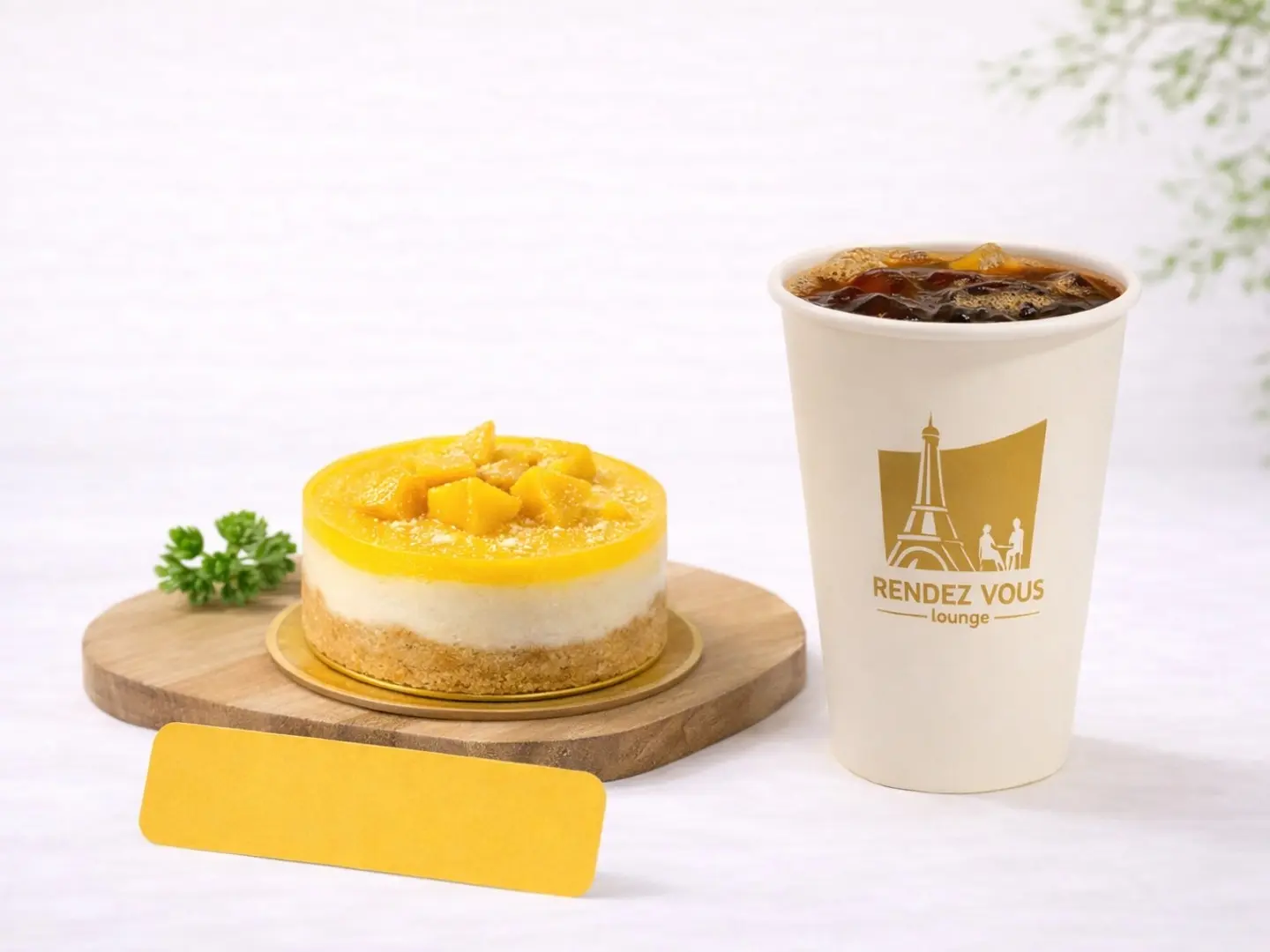 Coffee Day Cold Or Hot+Mango Cheesecake