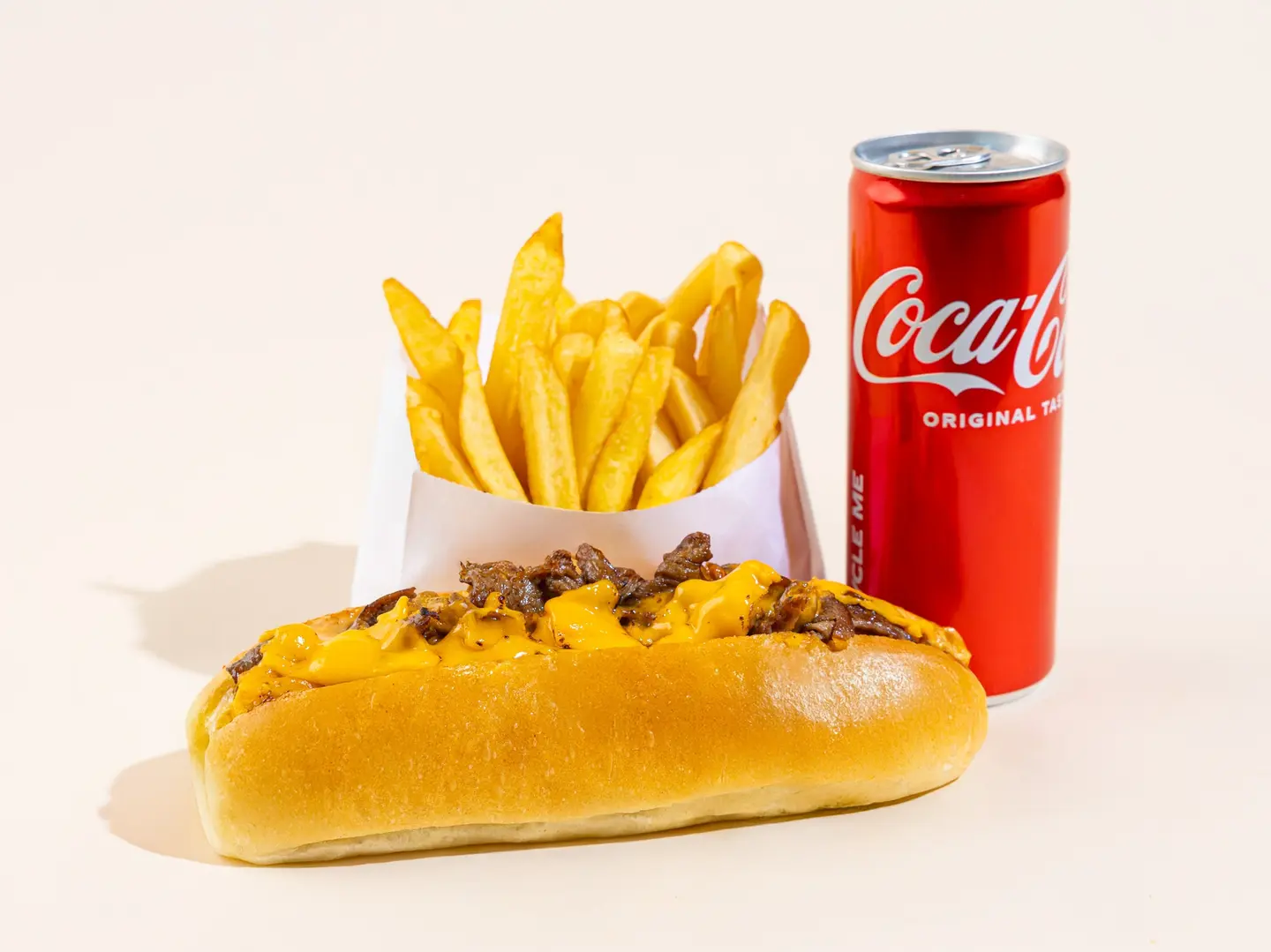 Philly Cheese Steak + Fries + Soft Drink