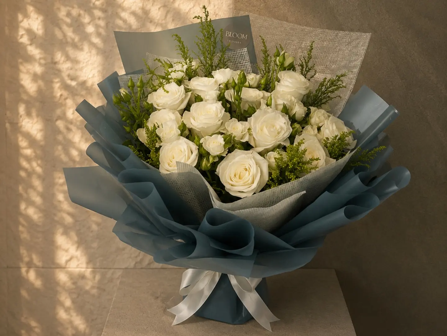 Elegant White Roses For Dad