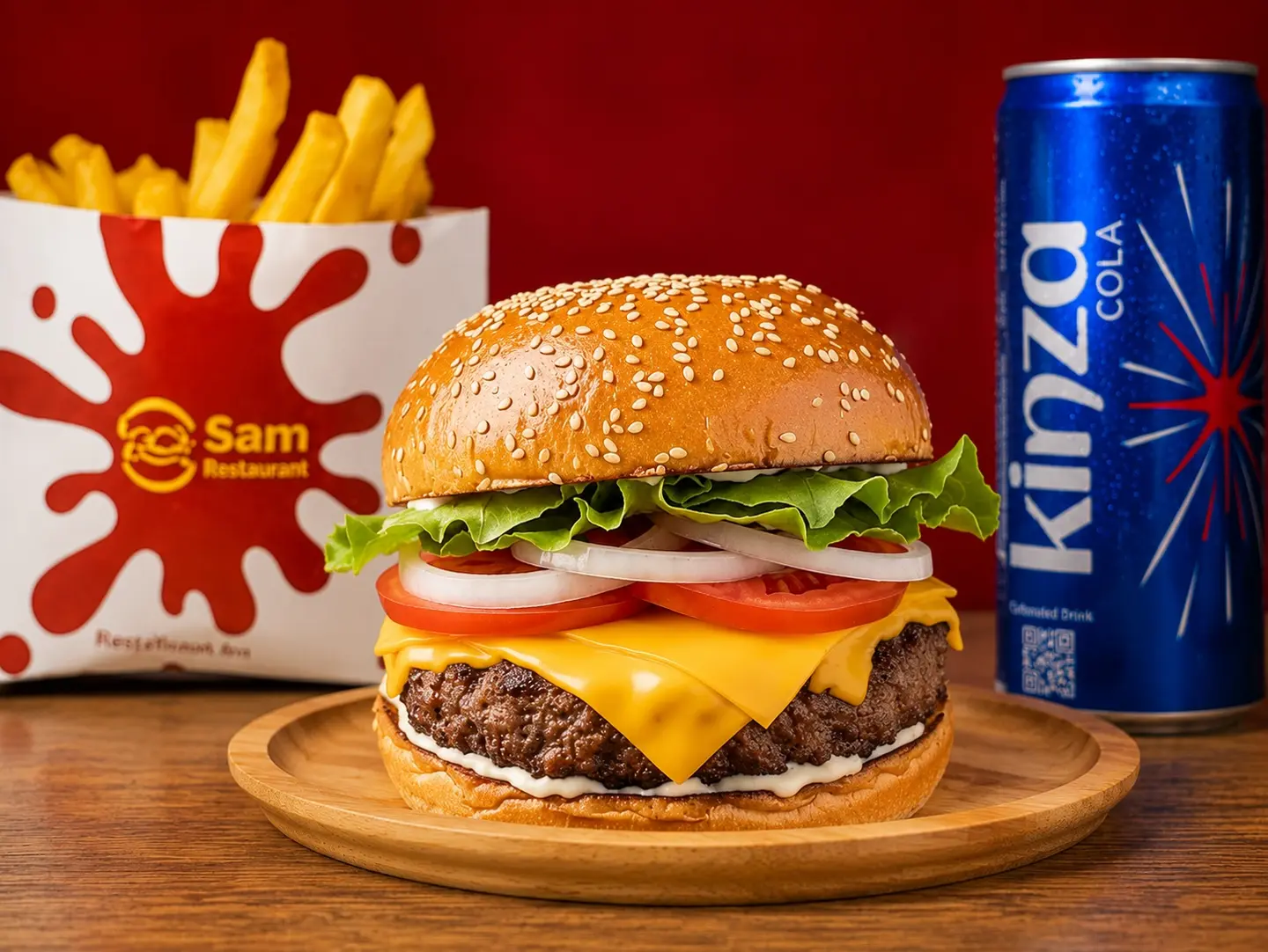 Meat Burger With Double Cheese Meal