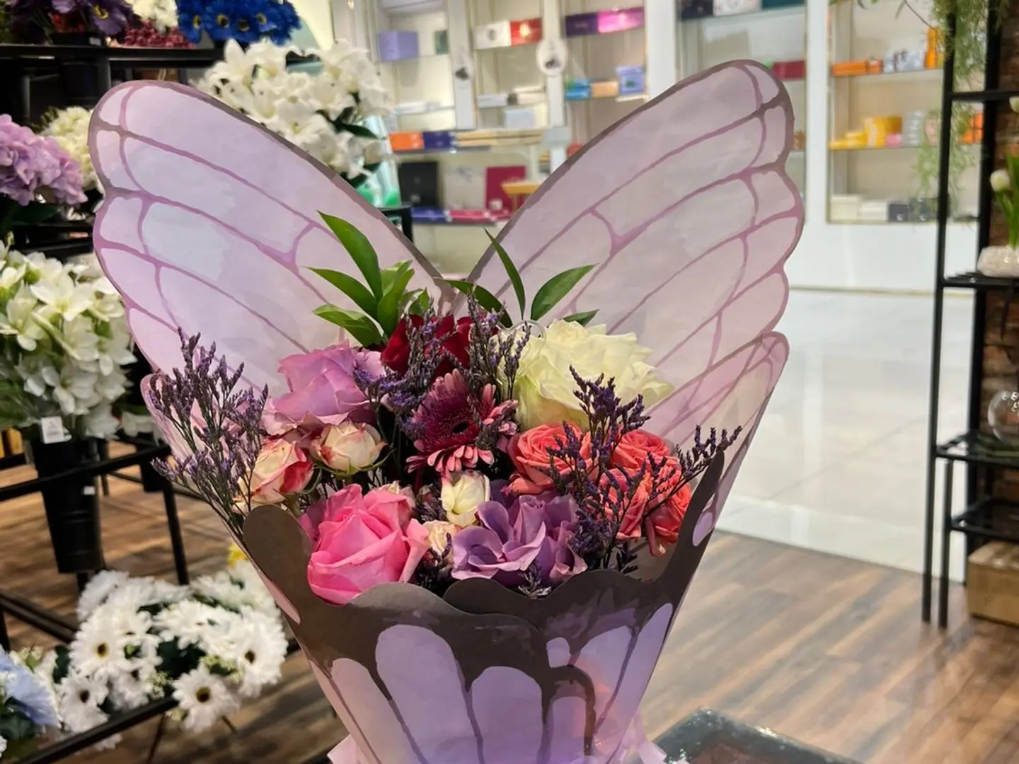 Elegant Butterfly Inspired Mixed Flower Bouquet
