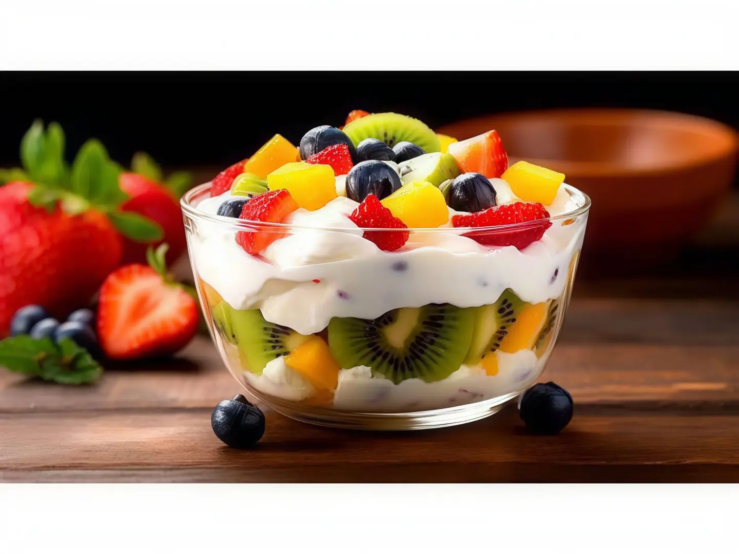 سلطة فواكه ايس كريم و مكسرات