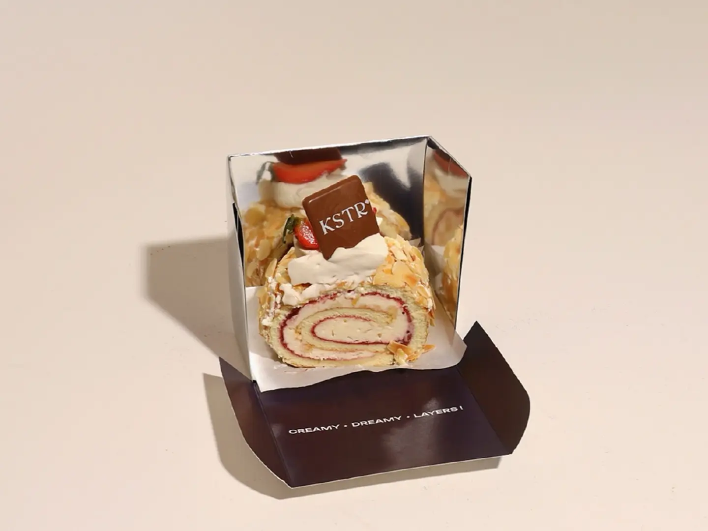 Vanilla & Raspberry Swiss Roll 1 Pc