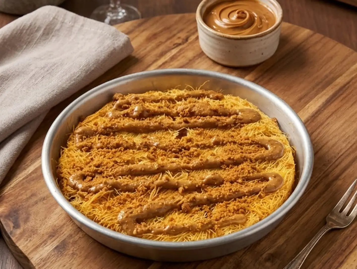 Kunafa With Pecan Sauce