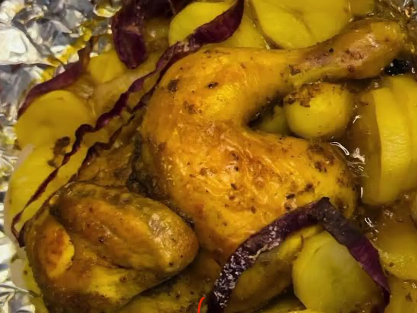 نص دجاجه مدفون بالقصدير من دون رز