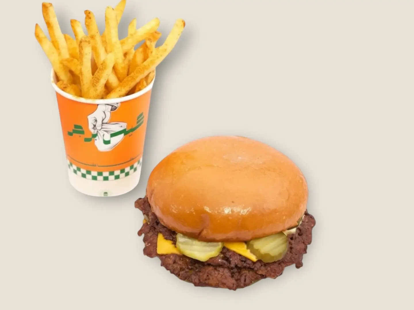 دبل سماشد برجر مع بطاطس مبهر