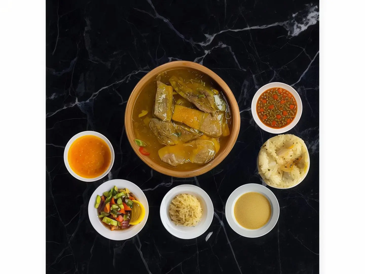 وجبة لحمة في الشوربة مع الأرز والخضار