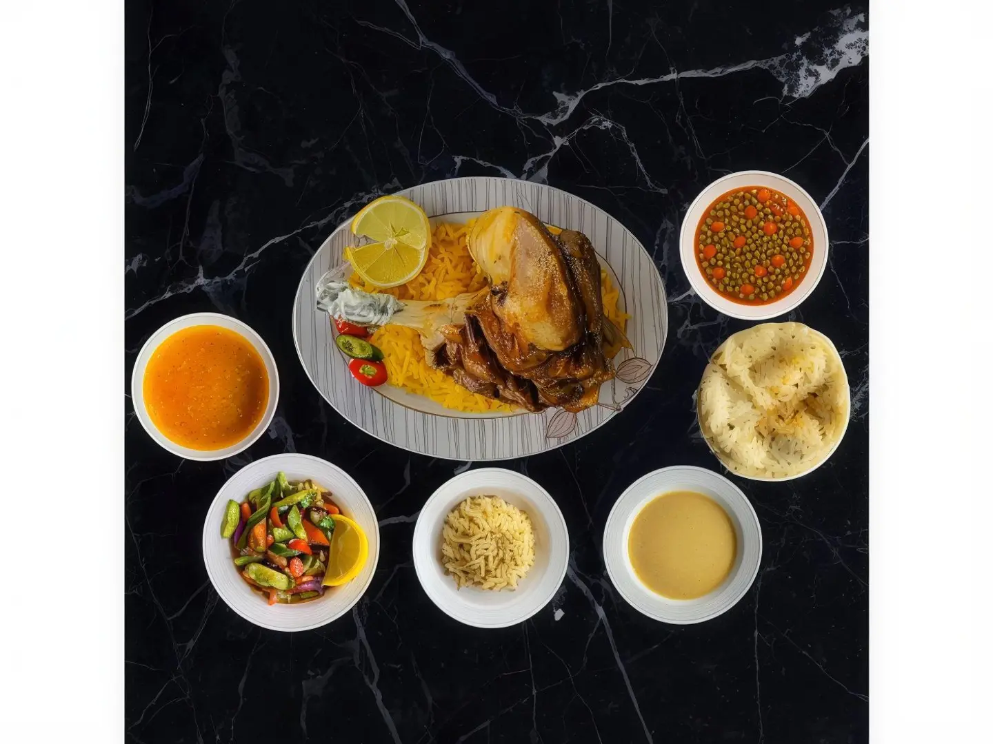 موزة ضاني محمرة مع الأرز والخضار