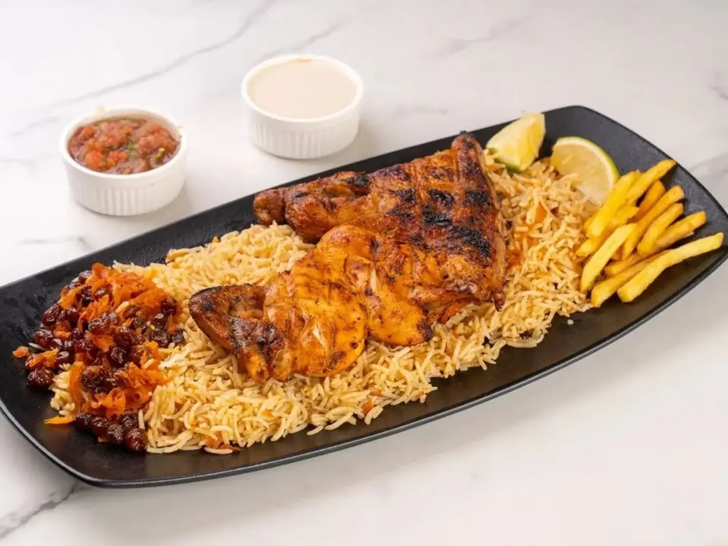 Half Charcoal Chicken With Bukhari Rice