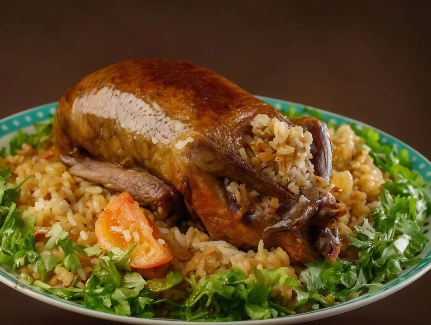 وجبة حمام محشي رز بخلطة الفولي