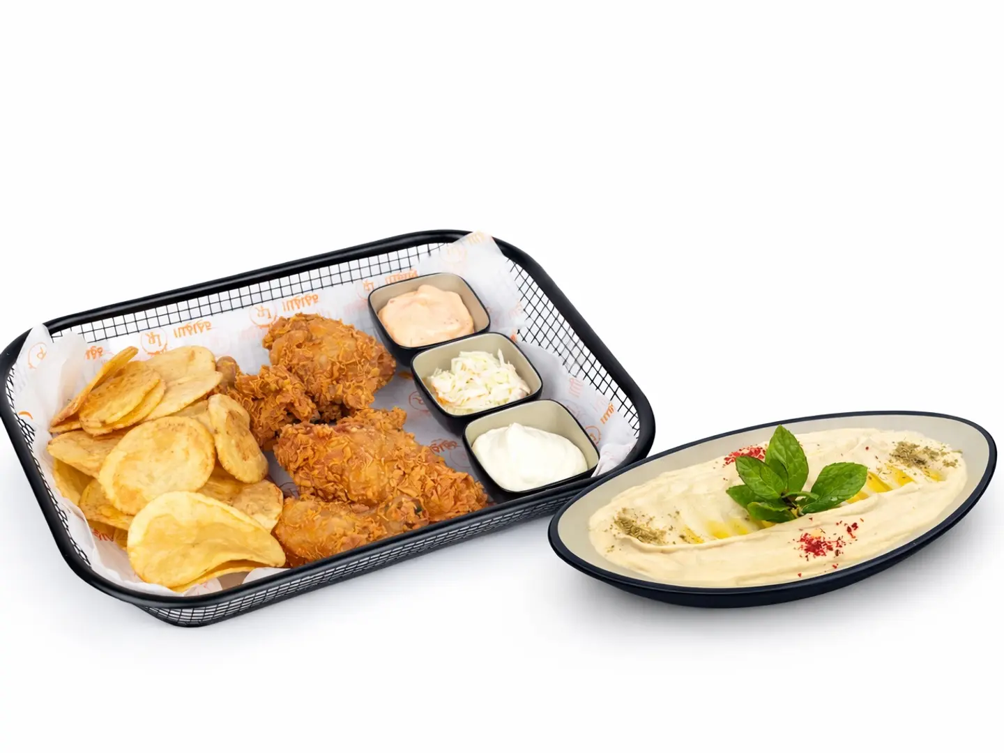 دجاج بروستد مع صحن حمص