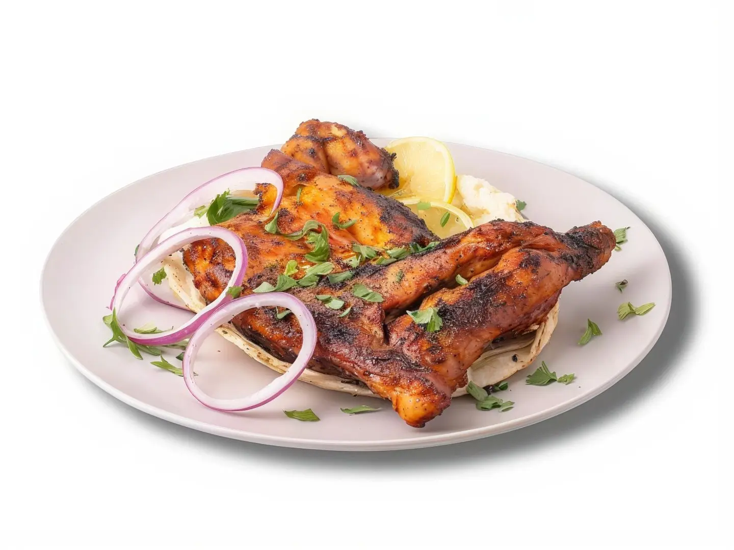 نص دجاج على الفحم بدون أرز